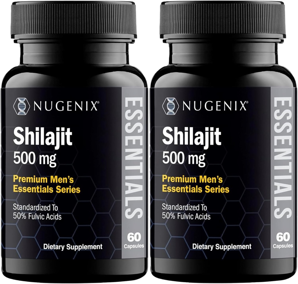 Nugenix Essentials Shilajit Capsules Suplemento - 500 mg, Estándarizado a 50% Ácidos Fulvicos, 120 cápsulas