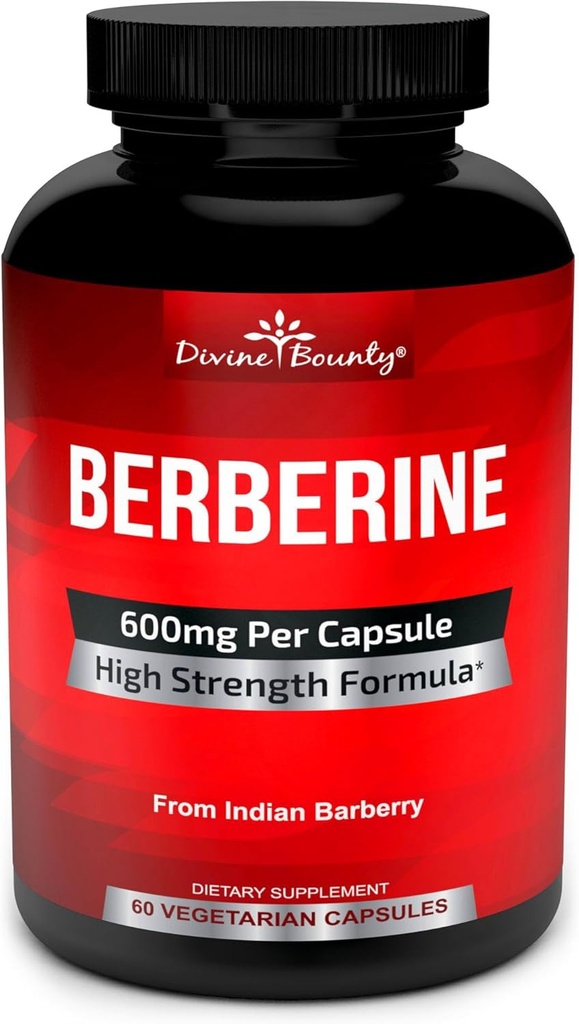 Complejo de Berberina de la Divina Bounty - 600mg Por Capsule Berberine HCl Suplemento - 60 cápsulas vegetarianas