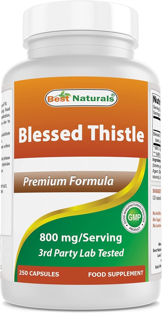 Los mejores naturales bendecidos Thistle Breastfeeding Lactation Capsules - 800mg/Serving - 250 Conde