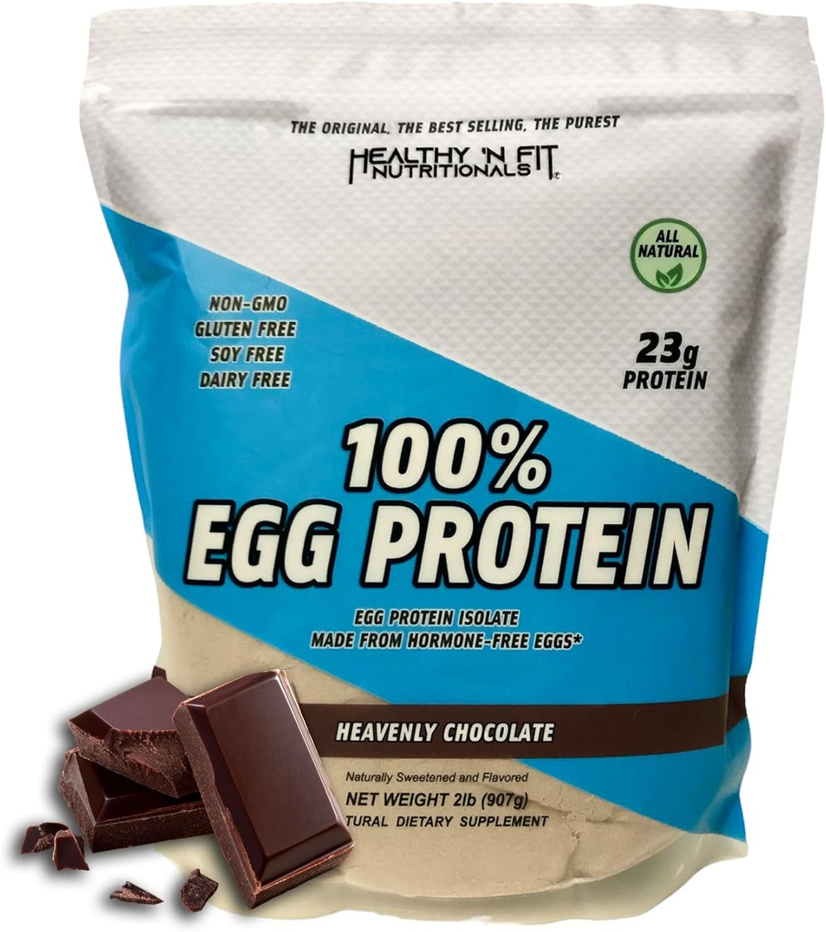 Healthy 'N Fit 100% Egg Protein- Heavenly Chocolate (2lb): 100% Egg White Protein -Plus Natural Peptides. Ultra Pure, Natural Egg Protein Isolate