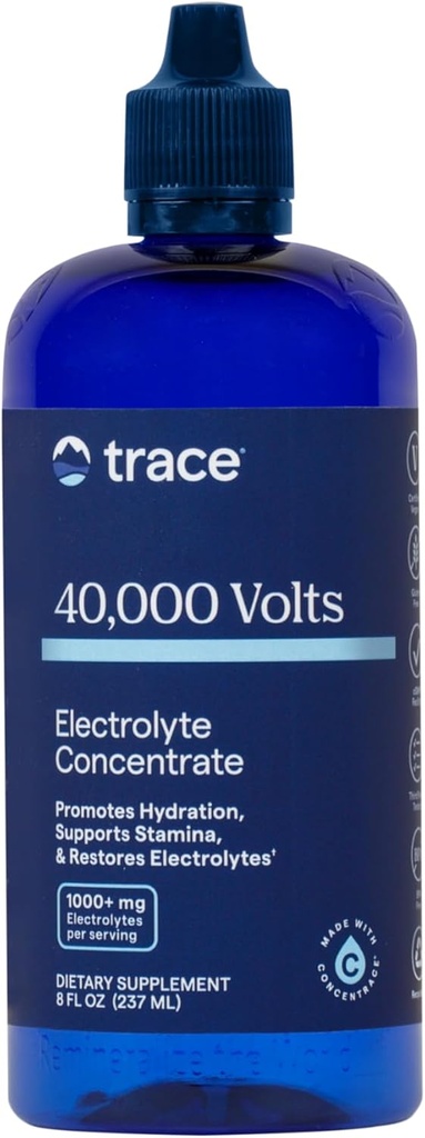 Trace Minerals 40.000 Voltios - Soporta Hidratación, Energía, Musculos, Resistencia y Resistencia - Concentración Multimineral y Electrolíquida con Magnesio Iónico, Sodio, Potasio (48 Servimientos)