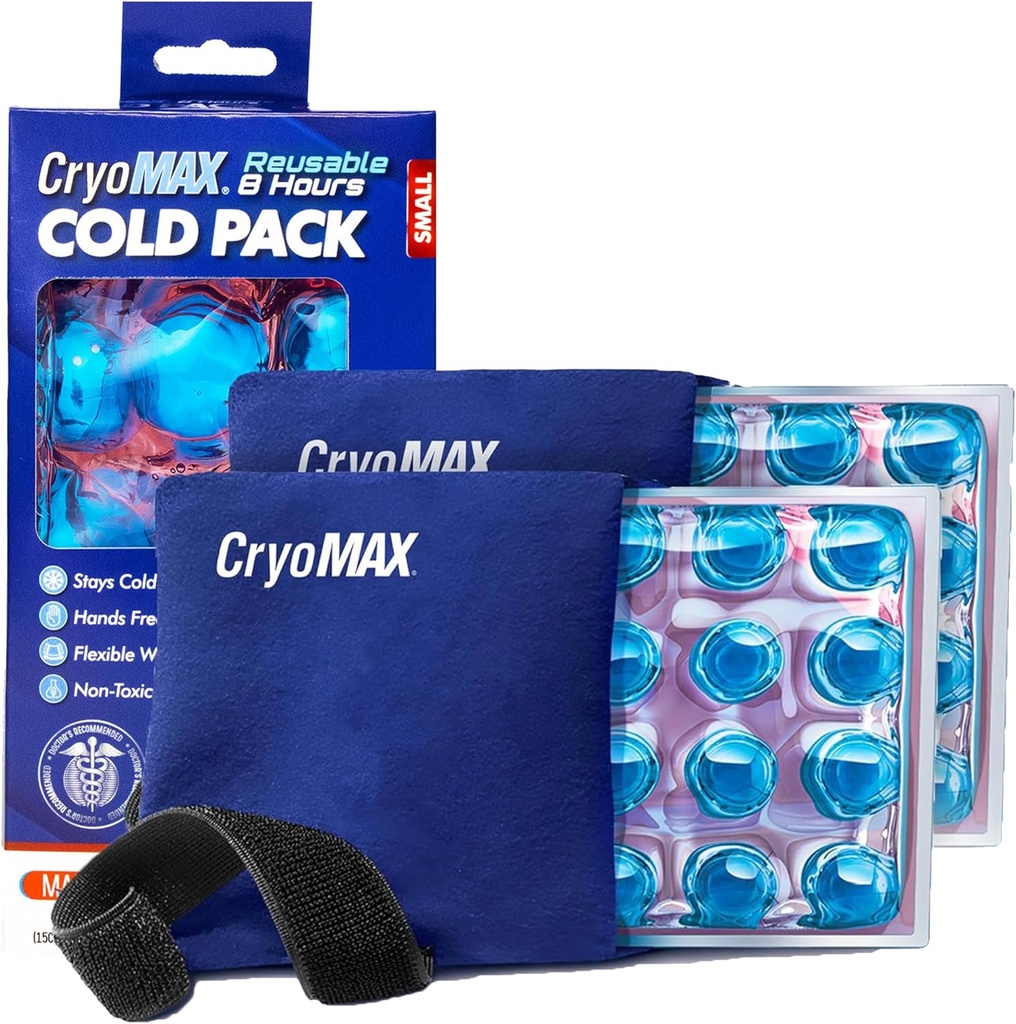 CryoMAX Cold Pack, Reutilizable, 8 horas Cold Therapy Ice Pack, Small, 6"x 6" (Pack of 2)