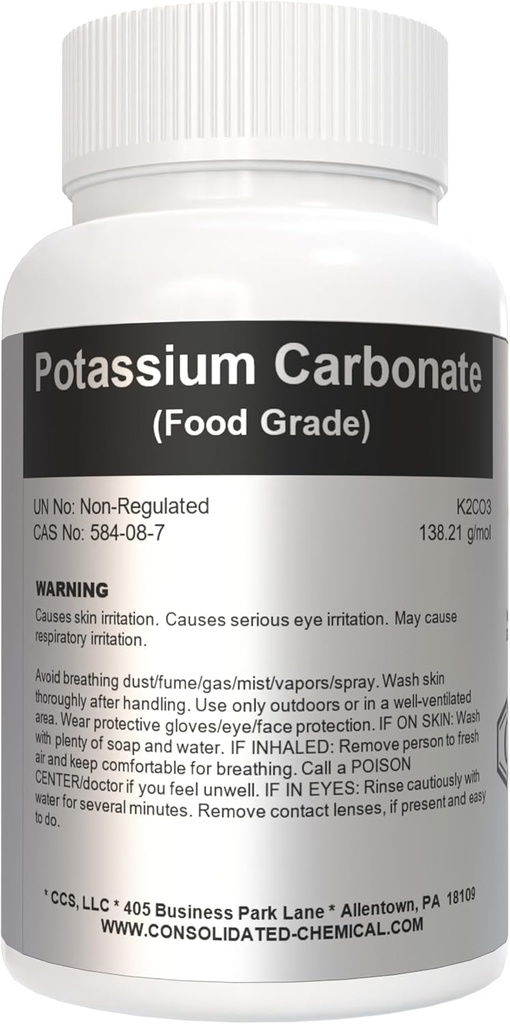 Carbonato de potasio 1kg (2.2lb) Grado de alimentos de alta pureza