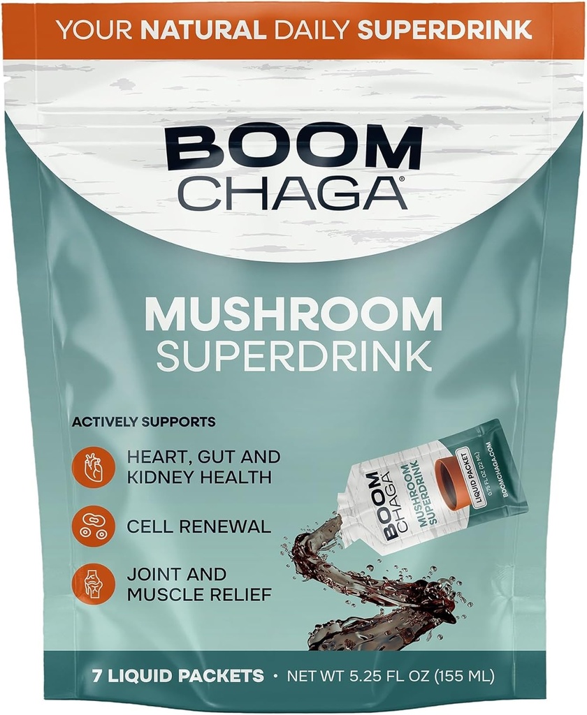 Superdrink de hongos, Concentrado líquido con antioxidantes para antiinflamación e inmunodeficiencia, Beta-Glucans para la salud del corazón, sin oxalato, 7 Packs de talla única