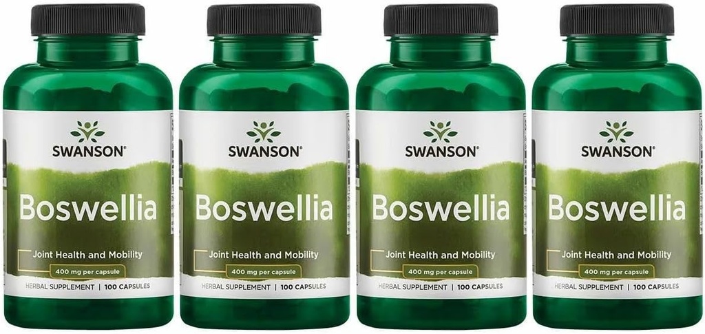 Swanson Boswellia - Suplemento Herbal Promoción de Apoyo Conjunto - Herb Ayurvedic para Soporte Conjunto Flexibilidad y Movilidad - Hecho con Boswellia Serrata Resin - (100 cápsulas) (4 Pack)