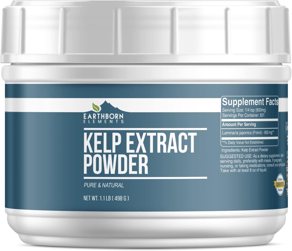 Elementos terrestres Kelp Extracto Polvo 1.1 lb, Puro &amp; Natural, Superalimentos