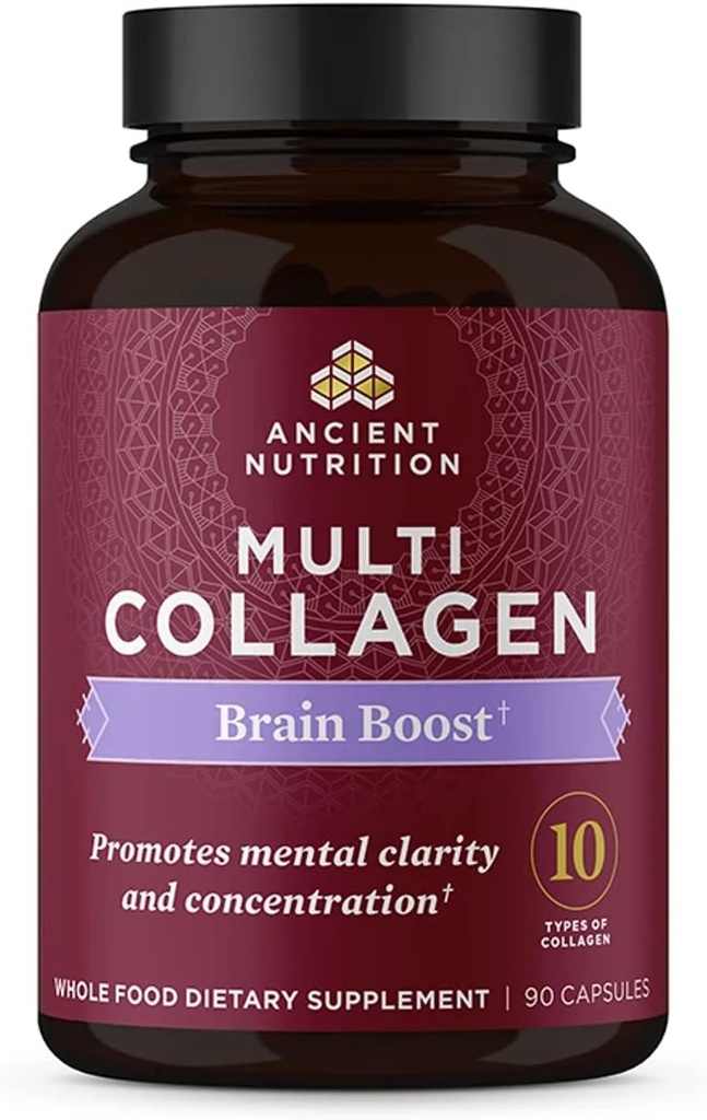 Antiguo colágeno de nutrición Protein Brain Boost, Collagen Protein Capsules Brain Supplement for Reduced Joint Discomfort, Healthy Skin and Nails, 90 ct