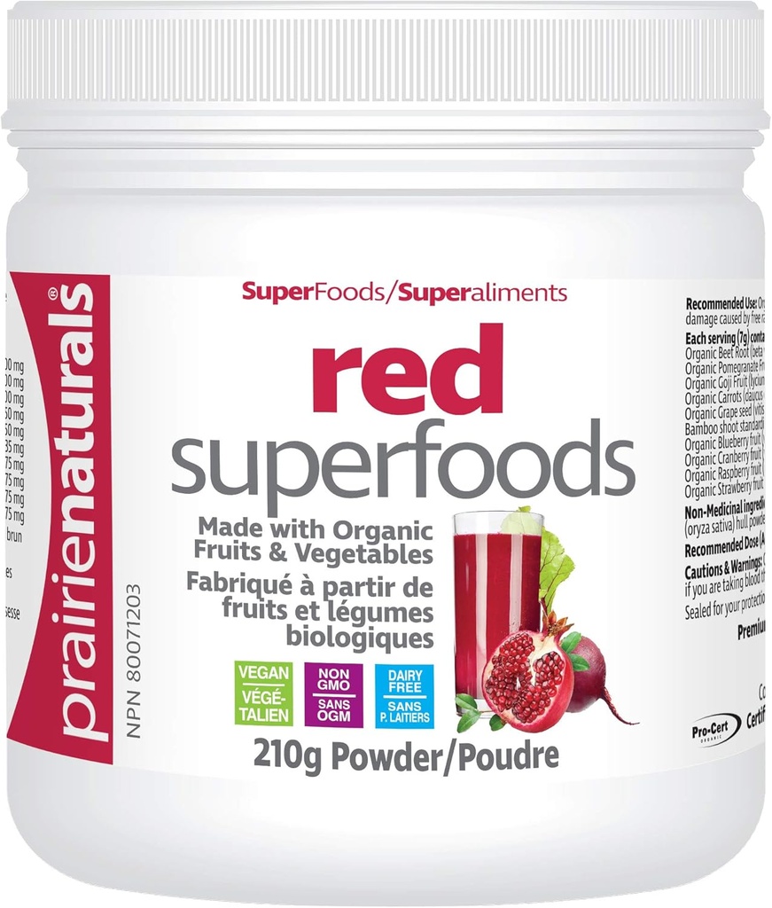 Prairie Naturales Ecológicos Superalimentos Rojos, 7.4 onzas