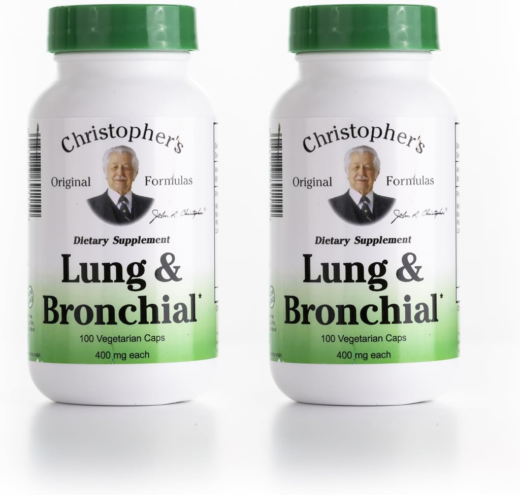 Las Fórmulas Originales de Christopher Lung &amp; Bronchial Fórmula - Lung Cleanse for Smokers - Supports Respiratory System with Synergistic Blend of Herbs - Pack of 2