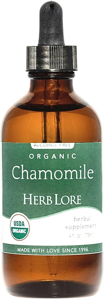 Herb Lore Organic Chamomile Tincture - Liquid Chamomile Drops for Babies &amp; Adults - Melatonin-Free Sleep Supplement (4 fl oz)