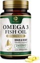 Omega 3 Píldoras de aceite de pescado 2400mg - Triple fuerza Omega 3 suplementos de aceite de pescado - Mejor EPA & DHA Ácidos grasos para el soporte de salud cerebral y corazón, Suplemento Omega3 de la naturaleza, 60 Day Supply - 120 Softgels