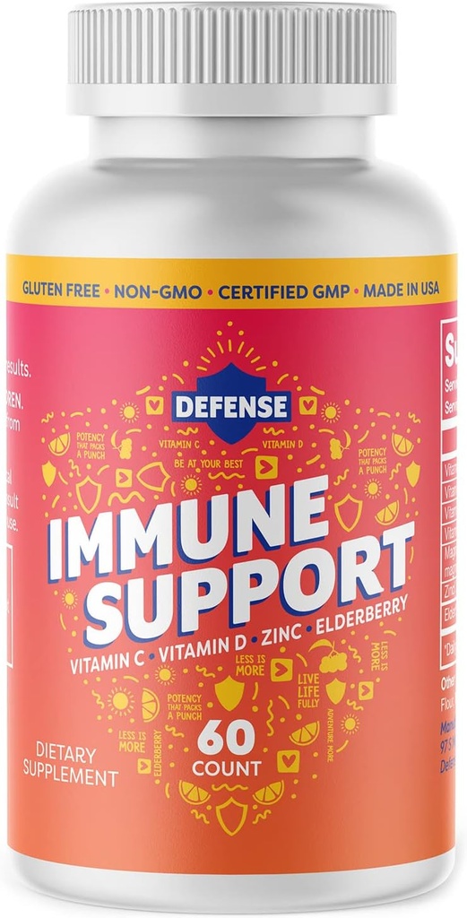 Supplement for Adults | 30 Day Supply| Immunity Booster for Men and Women with Vitamin C, Zinc, Elderberry, and Vitamin D3, Daily Antioxidant Boost, Non GMO, Gluten-Free |