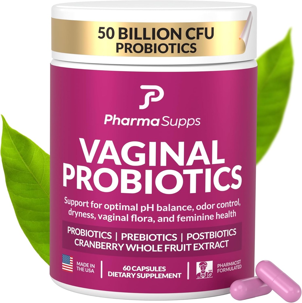 Probiótico de las mujeres para la salud vaginal ← 50 Billion CFU con Probióticos, Prebióticos, Postbióticos &amp; Arándano para pH Balance, UTI Apoyo, Levadura, Salud Gut, Odor, Sequedad &amp; Confort Feminina