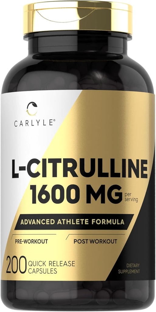Carlyle L Citrulline Supplement | 1600mg | 200 Powder Capsules | for Men and Women | Advanced Athlete Formula | Non-GMO & Gluten Free