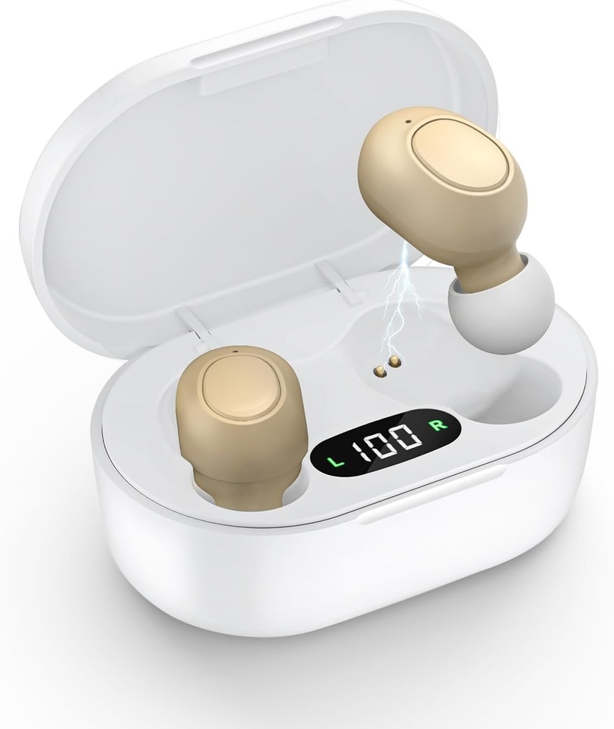 Ayudas auditivas para personas mayores - Ayuda auditiva recargable para pérdida auditiva con reducción de ruido inteligente,Amplificador auditivo invisible con control de volumen y caso de carga portátil