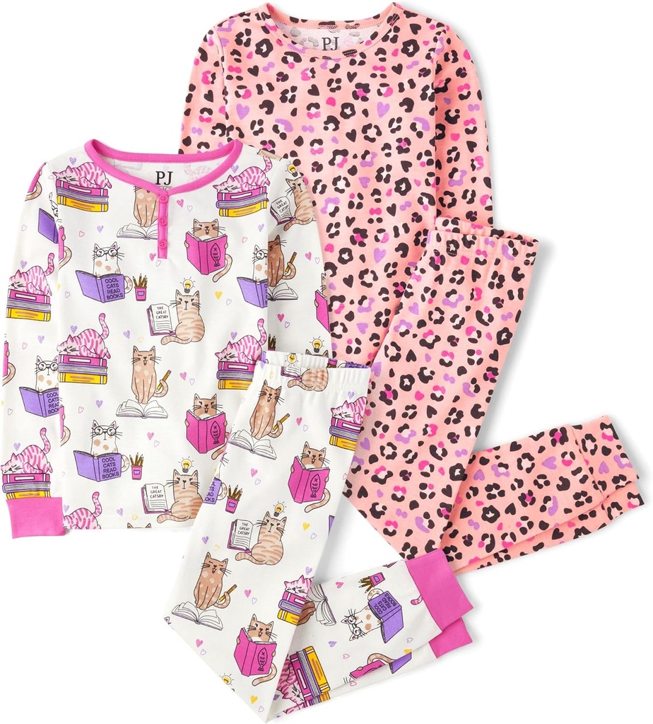 El lugar de los niños chicas Long Sleeve 2 Piece Snug Fit Cotton Pajamas