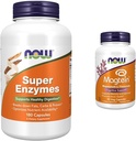 AHORA Suplementos, Super Enzymes, Formulados con Bromelain, Ox Bile, Pancreatin y Papain,180 cápsulas &amp; Suplementos, MagteinTM con forma patentada de Magnesio (Mg), Soporte Cognitivo*, 90 cápsulas Veg