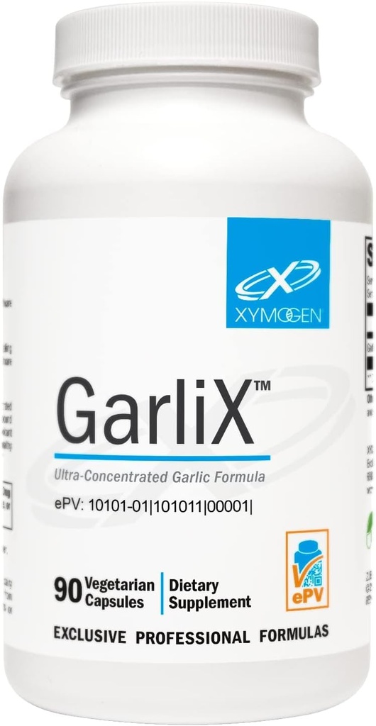 XYMOGEN GarliX - Suplemento ajo ultraconcentrado con Allicin + Alliin para apoyar actividad antioxidante, salud cardiovascular + inmunológica (90 cápsulas)