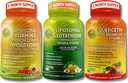 Completa antioxidante basado en plantas &amp; Immune Support Bundle - Liposomal Vitamina C 1500mg + Liposomal Glutathione 500mg + Quercetina con Bromelaina, Zinc &amp; Vitamina C – Vegan, Fórmulas de absorción mejorada