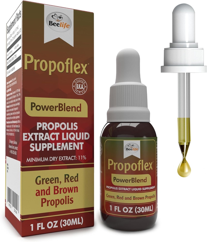 Beelife Propolis Extract, Power Blend Green, Red &amp; Brown Propolis- 100% Pure Extract Bee Propolis Tincture, High Artepillin-C Levels - Natural Antioxidant, Immune Support- from Brazil (30ml/ 1Fl.Oz)