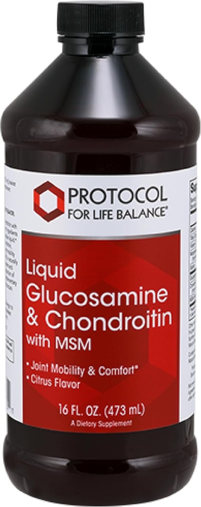 PROTOCOLO PARA LA VIDA BALANCE Glucosamina líquida " Condroitina con MSM - Soporte conjunto - Condroitina MSM Suplemento - Egg Free &amp; Dairy Free - 16 fl oz
