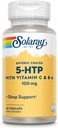 SOLARAY 5 HTP Suplemento con vitamina C &amp; B-6 - Suplemento de sueño y síntesis de serotonina Soporte - Lab Garantía de devolución de dinero verificada de 60 días - 60 Servimientos, 60 Enteric Coated VegCaps
