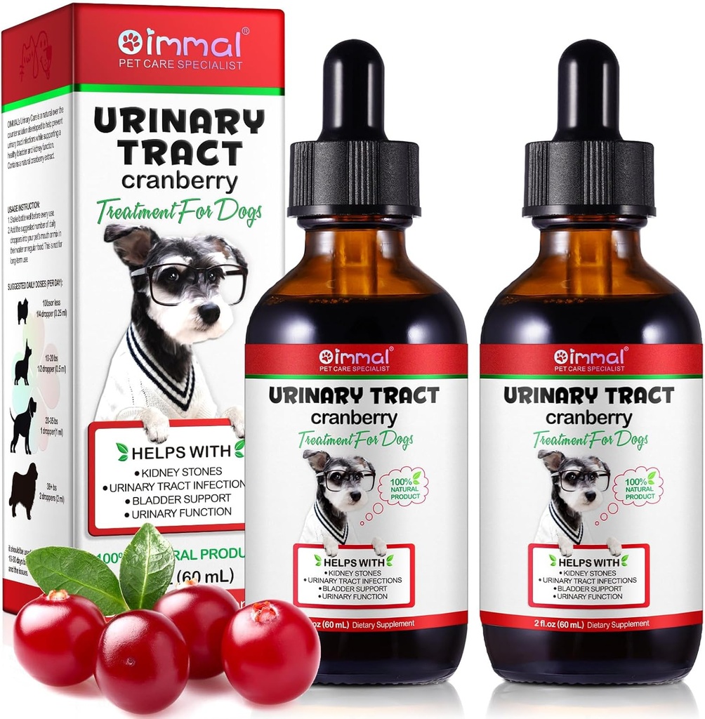 Tratamiento de UTI de perros - Tratamientos de Infección de Tracto urinario, Suplemento de Apoyo de Riñón+Bladder, Extracto de Arándano Natural para Perros, apoya la salud urinaria y digestiva (2 Fl Oz (Pack of 2))