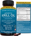 Viva Naturals Antártico Krill Oil Omega 3 Suplementos 1250 mg - DHA EPA Omega-3 " Concentración de Astaxanthin para la salud conjunta, No Fish Burp - 60 Krill Oil Capsules