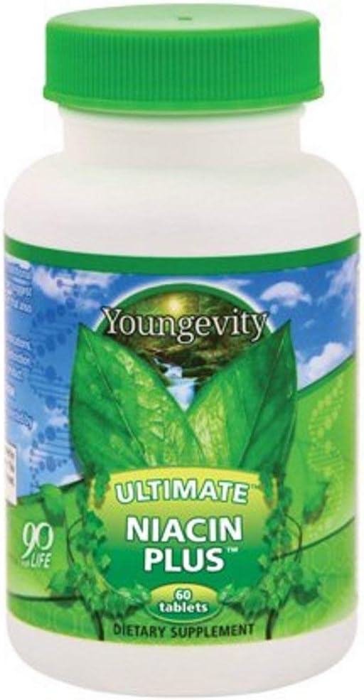 Youngevity Ultimate Niacin PlusTM - 500 mg con Blend Proprietary de Arjuna Bark, Hawthorn Berry, " Nattokinase - 60 Tablets (Pack of 1)