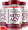 NutraRize (Pack of 3 Ketologenic Keto ACV Gummies Advanced Weight Pérdida, Detox Fórmula, Apple Cider Vinegar Suplemento (180 Gummies)