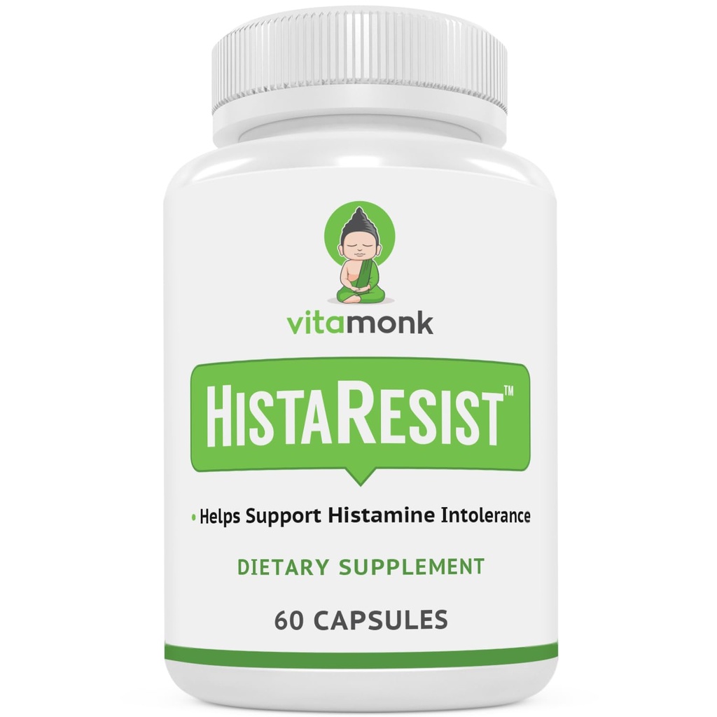 VitaMonk Histamine Blocker for Histamine Intolerance - HistaResist - DAO Enzyme Supplement Optimal Dose of Diamine Oxidase to Help Shield Histamine for Smooth Digestion - 60 cápsulas