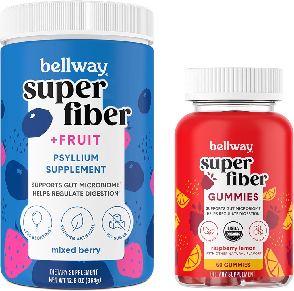 Bellway Super Fiber Powder + Fruta, mixto Berry Super Fiber Gummies