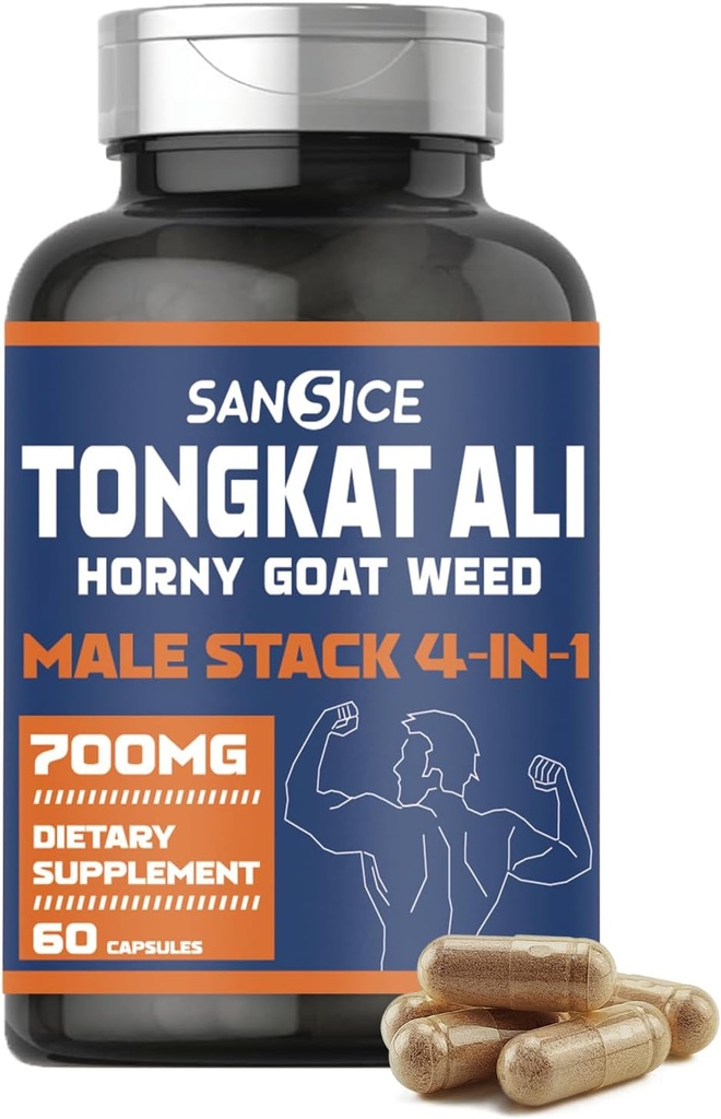 Tongkat Ali Suplemento para Vitality-Tongkat Ali Extract with Horny Goat Weed, Oryzanol & Calostrum for Men, Hombre Suplemento Horny Goat Weed Capsules for Hormone, Energy, Strength(60 Capsules)