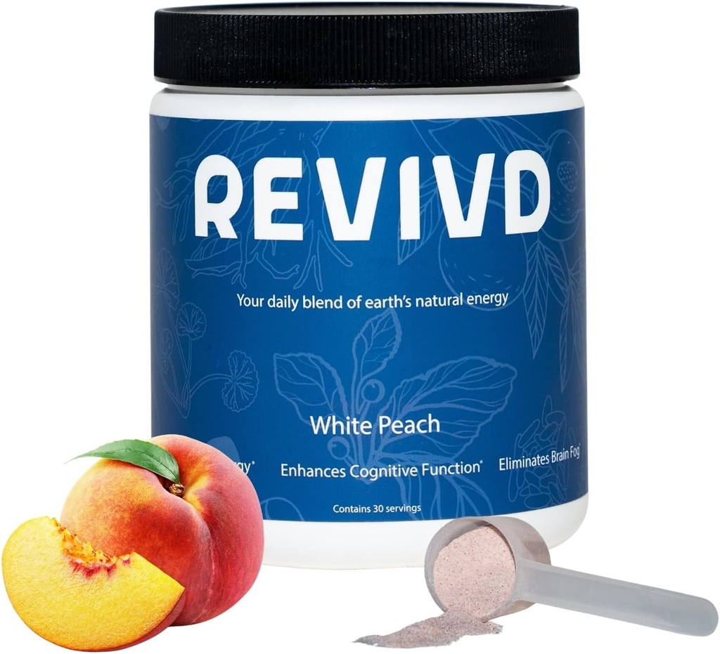 White Peach Natural Energy Supplement for Enhanced Focus, Brain Fog Removal &amp; Growth Congnitive Function - Yerba Mate Infused