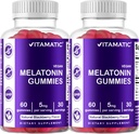 Vitamatic Melatonin Gummies - (2,5 mg 5 mg & 10 mg Doses) - 60 Cuentas Cada - (Pack of 2)