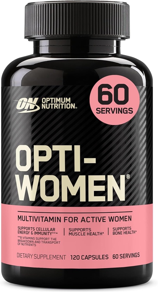 Optimum Nutrition Opti-Mujeres, Vitamina C, Zinc y Vitamina D para Immune Support Womens Daily Multivitamin Supplement with Iron, Capsules, 120 Count