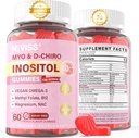 Myo-Inositol & D-Chiro Inositol Gummies Azúcar Gratis, Ideal 40:1 Ratio Inositol Suplemento para Mujeres w/Vegan Omega-3, D3, Magnesio, Folato de Metil, B12, Inositol Multivitamina para la Salud General de la Mujer