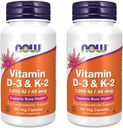AHORA Alimentos Vitamina D-3 &amp; K-2, 120 cápsulas de Veg, 2 Pack