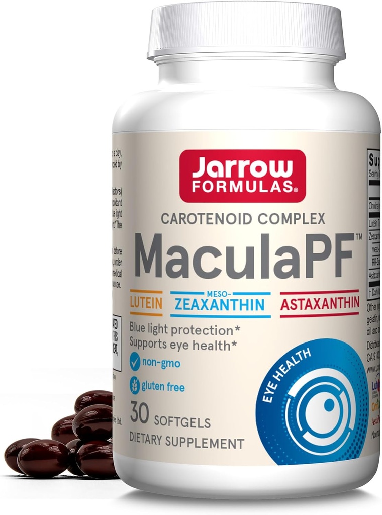 Jarrow Formulas Complejo Carotenoide MaculaPF, Suplemento dietético, apoya la salud ocular, 30 Softgels, hasta un suministro de 30 días