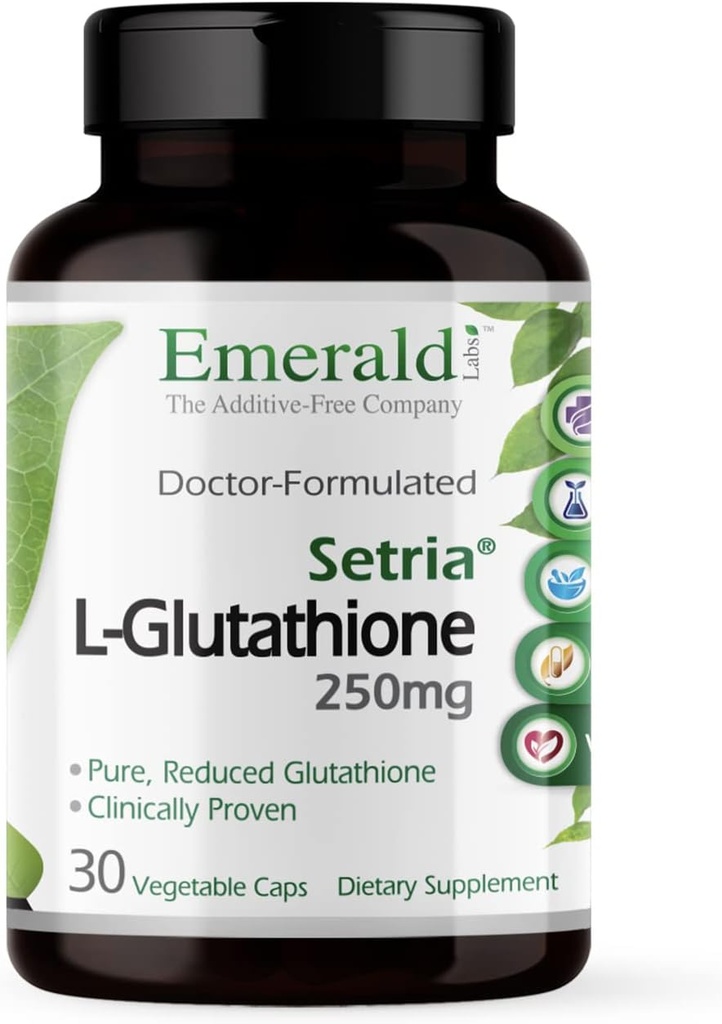 EMERALD LABS Setria L-Glutathione - Powerful Glutathione Supplement - Offers Liver & Immunity Support* - Gluten-Free - 30 Vegetable Capsules