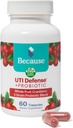 Porque Probióticos Cranberry UTI Defensa Capsules para Mujeres (60 cápsulas, 1 botella)