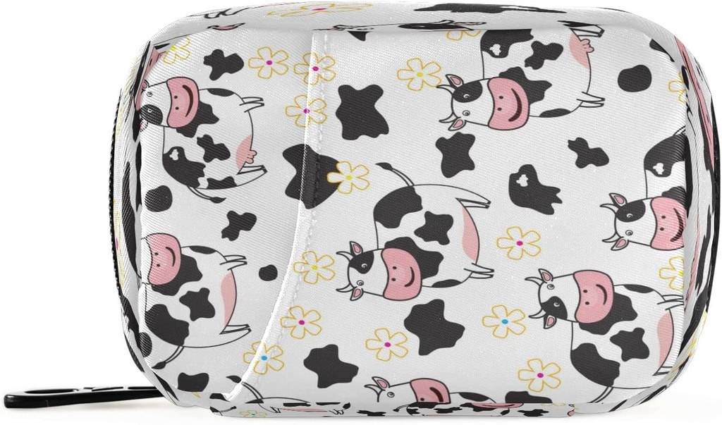 Plaaee organizador semanal de píldoras Caso 7 Día Cute de vaca flor portable Pill Box Bolsa Medicina Organizador Pill Container with Zipper for Travel Family Business Camping