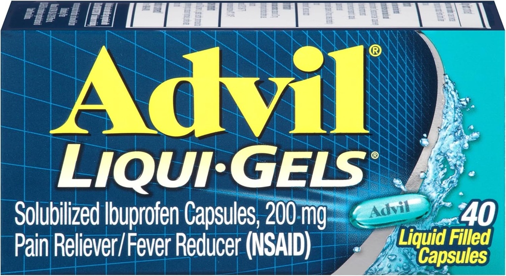 Advil Liqui-Gels Pain Reliever And Fever Reducer, Pain Medicine For Adults With Ibuprofen 200mg For Headache, Backache, Menstrual Pain And Joint Pain Relief - 40 Liquid Filled Capsules
