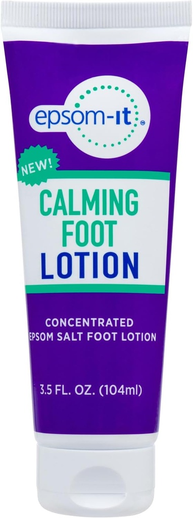Epsom-It Calming Foot Lotion - Crema de magnesio tópico para los tobillos rojos, Epsom Salt Magnesium Sulfate Rub with Urea, Soften Tough Skin " Cracked Heels, Stiffness in Legs, Knees and Feet, 3.5oz