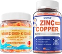 NEVISS Vitamina D3 5000IU + K2 (MK-7) 120mcg+ Zinc Copper Gummies