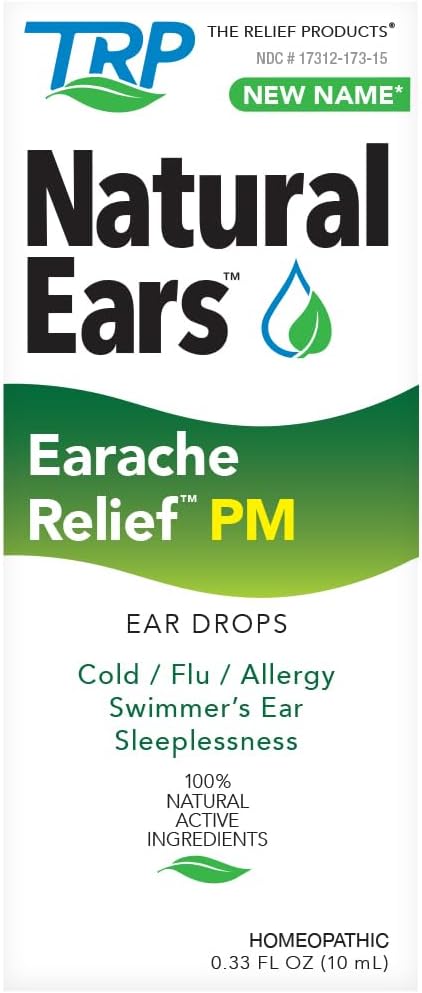 The Relief Products PM Earache Relief - 100% Natural Active Ingredients - Fórmula nocturna para calmar el malestar del oído - Ear Drops 0.33 Fl Oz
