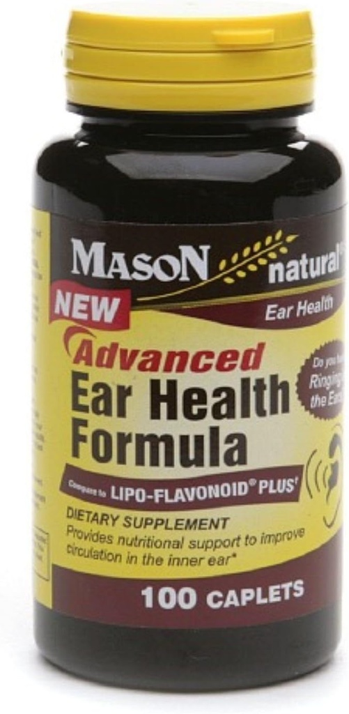 Mason Natural Advance Ear Health Formula Bioflavonoids Plus 100 Caplets por Bottle Pack de 3 Total 300 Caplets