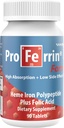 Proferrin Forte-12mg de alto Absorbing Heme Iron Polypeptide. Fácil en el Gut. 90 Tabletas. 1 mg de ácido fólico para ayudar en la producción de glóbulos rojos. No afectado por el café, el calcio o el PPI.