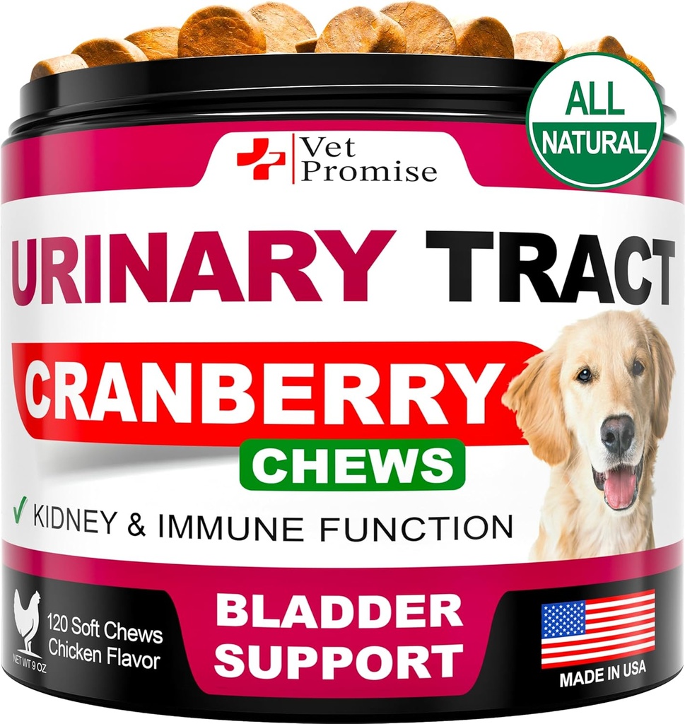 Tratamiento de la UTI de perros - Suplemento de arándano para perros UTI - Control de vejiga - Tratamiento de la infección urinaria Medicina - Suplemento de arándano Vitaminas Mandíbulas multivitamina - Hecho en EE.UU.