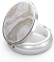 Pill Box 3 Compartment Small Pill Case,Portable for Pocket or Purse Pill Organizer Pill Container Holder to Hold Vitamins, Medication, Fish Oil and Supplements(Gray Marbling Gold)